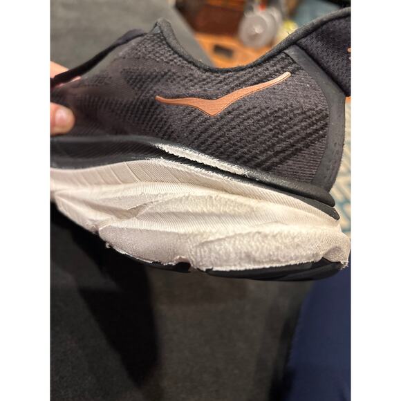 Hoka Clifton 9 running athletic shoes black gold lace up women’s 8B - Picture 10 of 10